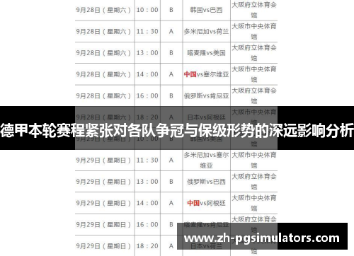 德甲本轮赛程紧张对各队争冠与保级形势的深远影响分析 德甲本轮赛程紧张对各队争冠与保级形势的深远影响分析